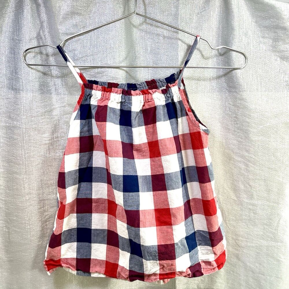 Osh Kosh B'Gosh USA Red White Blue 100% Cotton Plaid Tank Top Girls Size 10/10A